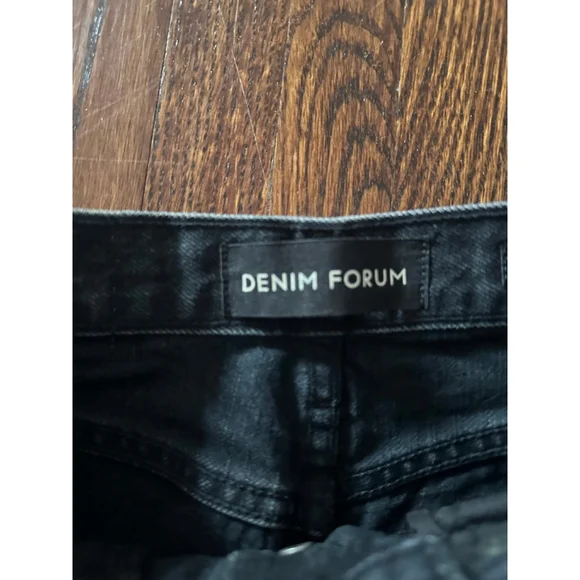 Women's Denim Forum Black The Farrah High Rise Wide Leg Jeans Size 24 - Picture 5 of 12